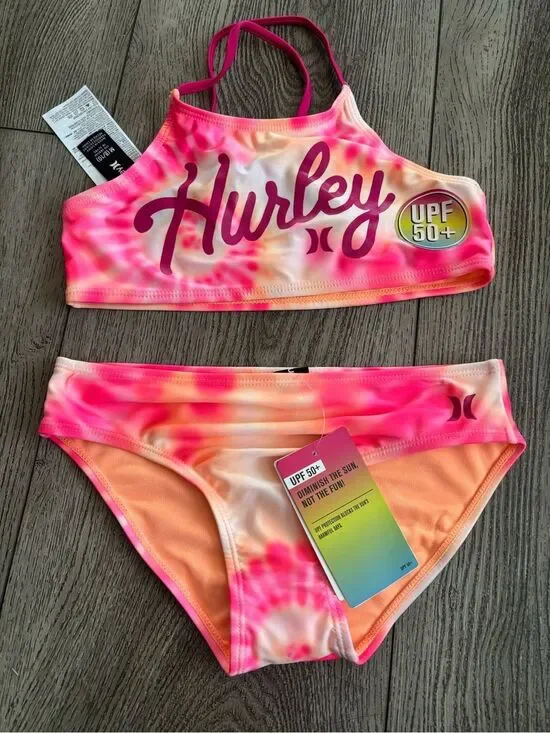Hurley Pink Orange Tie-Dye Bikini Set
