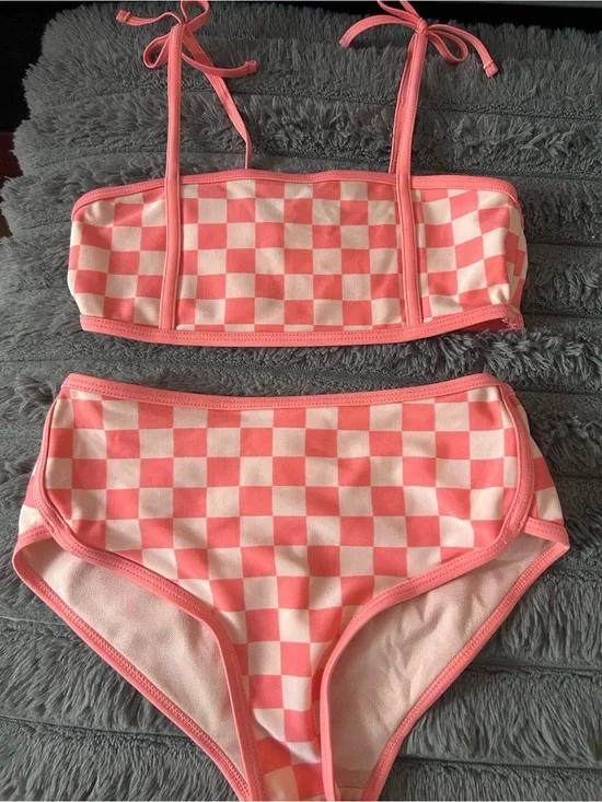 Pink cat and jack Checkered Two-Piece Bikini Set