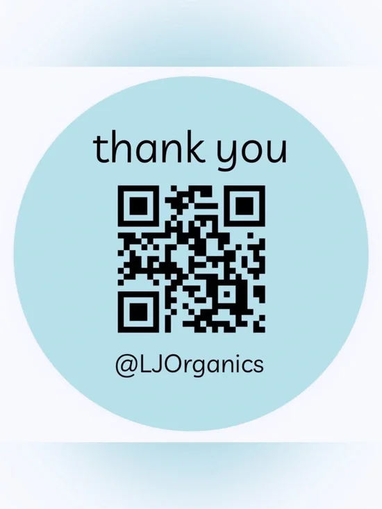 50 CUSTOM STICKERS - 2” ROUND - “THANK YOU” - W/ QR CODE & CLOSET NAME - BLUE