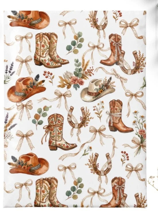 25 10 X 13 Western Floral Cowboy Boots & Hats Pattern Polymailers-