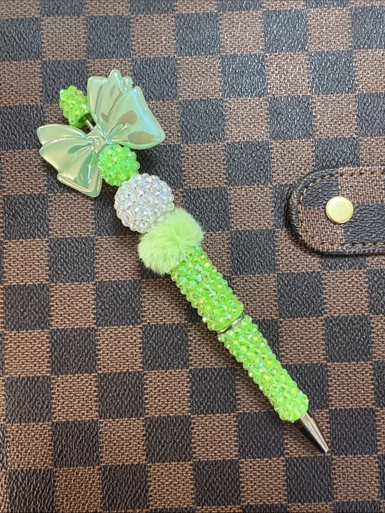 Green Bow Crystal Ballpoint Pen — Women's Accessory