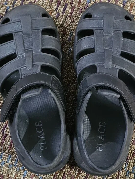 The Children's Place Black Closed-Toe Kids Sandals with Hook-and-Loop Strap