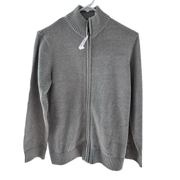The Children's Place Boys' Uniform Zip Up Mock Neck Sweater Grey Size 14 XL
