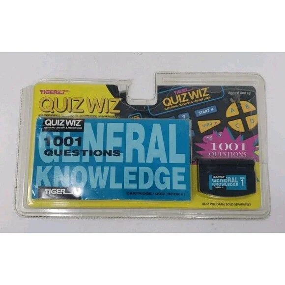 Vintage Tiger Electronics Quiz Wiz Book 1 General Knowledge Game Cartridge 1993