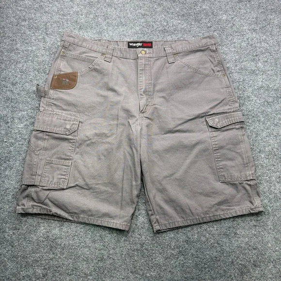 Wrangler Riggs Workwear Cargo Shorts Mens 40 Gray 10in Ripstop Durable Workwear