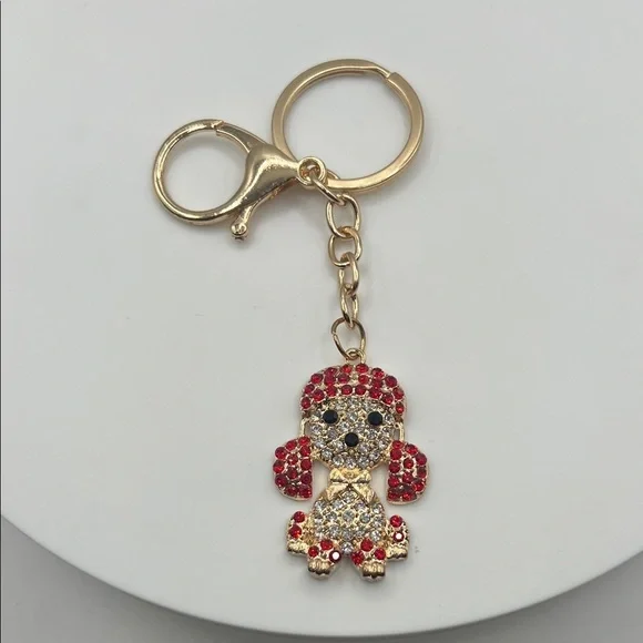 586. Gold and Red Dog Keychain