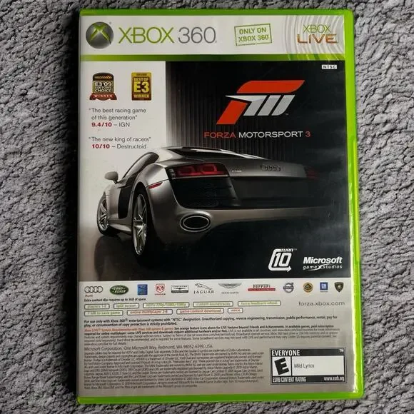 Xbox 360 Forza Motorsport 3 + Halo 3 ODST No Manuals Video Game Bundle Lot of 2‎