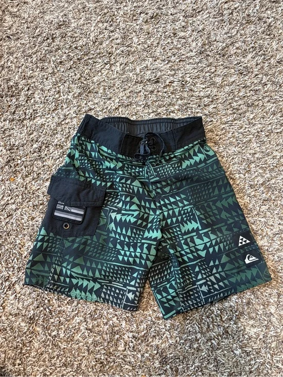 Quiksilver Black and Light Blue Swim Trunks