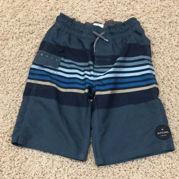 Rip Curl Boys' Navy and Blue Striped Swim Trunks