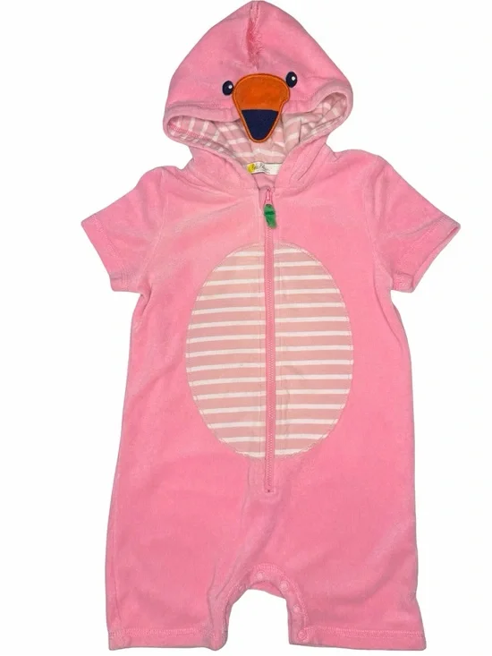 Baby Boden Flamingo Toweling Romper