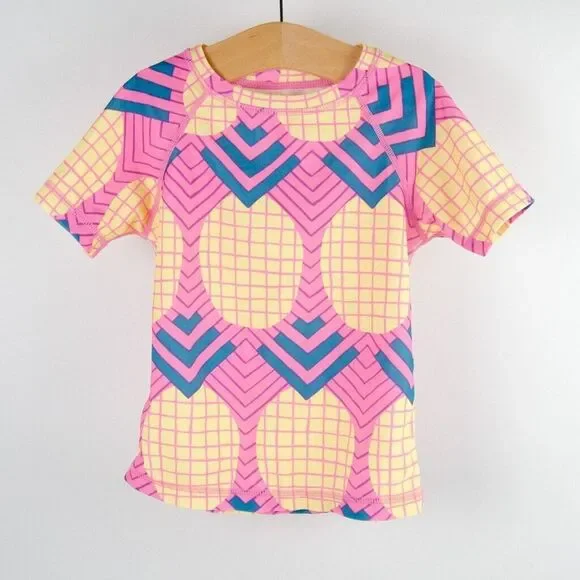 Tea‎ Collection Pineapple Print Short Sleeve Rash Guard Pink Yellow Toddler Sz 4