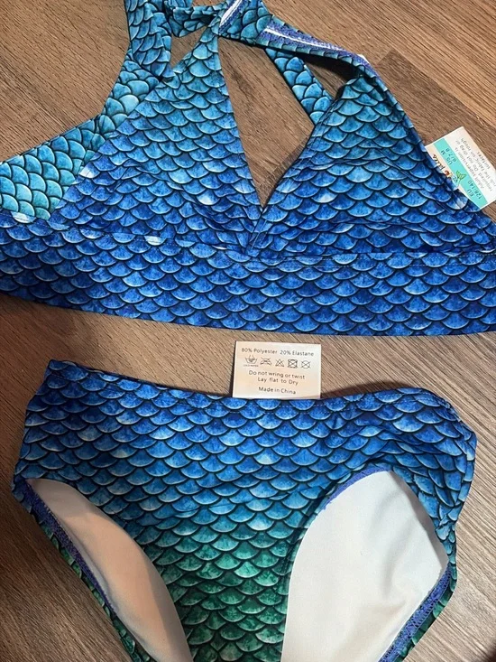 Blue Mermaid Scale Bikini Set