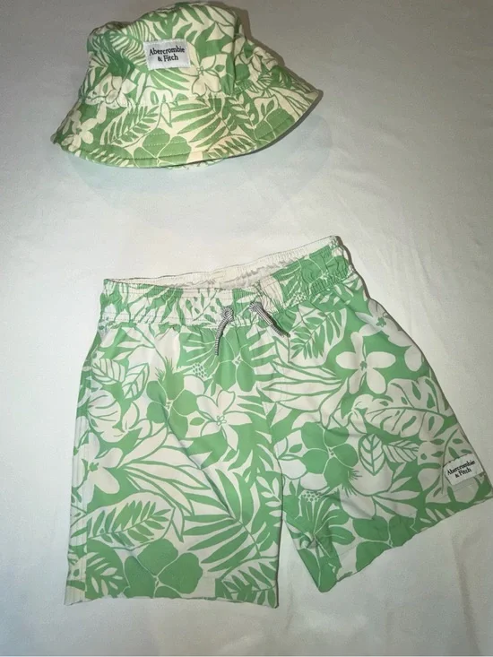Abercrombie & Fitch Tropical Print Boys Swim Shorts & Bucket Hat C2,3 edp