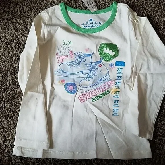 The Children’s Place Girls Size 3T Tee – Ice Skating Theme – Long Sleeve Shirt