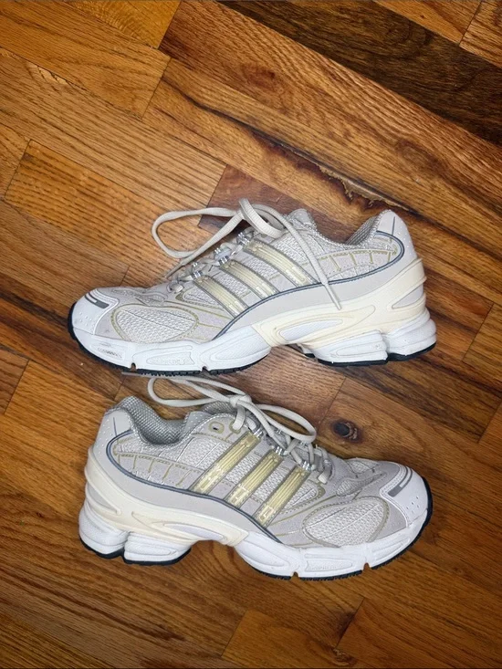 Adidas Cream and Gold Athletic Sneakers