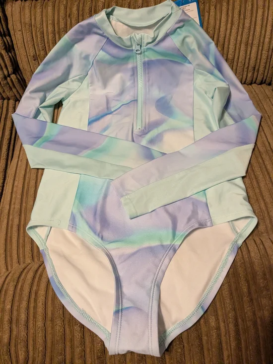 Pastel Swirl Long Sleeve One-Piece Rash Guard