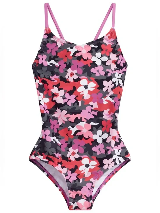 Kanu Surf GirlS Hurricane Beach Sport UPF 50+ 1-Piece Swimsuit Garden Camo 8 NWT