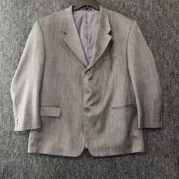 Zagato Blazer Men Super‎ 100's 48R Wool Gray Pockets Suit Jacket Padded Shoulder