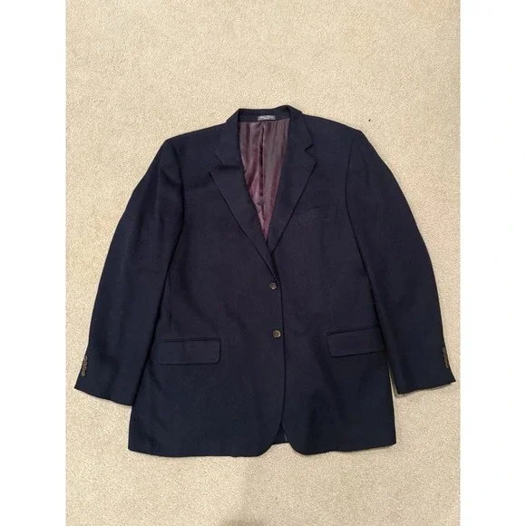 Silverstone Perlis Blazer 48L Loro Piana 100% Camel Hair‎ Navy Sport Coat Jacket