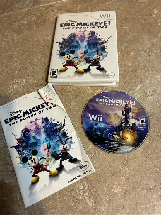 Disney Epic Mickey 2 Wii Game Set — White, Black, Purple Artwork