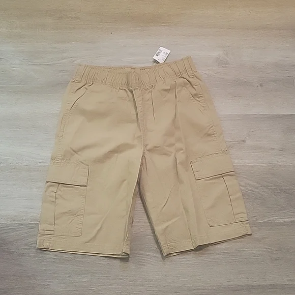 Childrens place tan elastic waist cargo shorts 14
