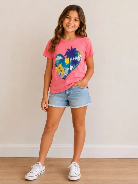 The Children's Place Pink Tropical Heart Tee