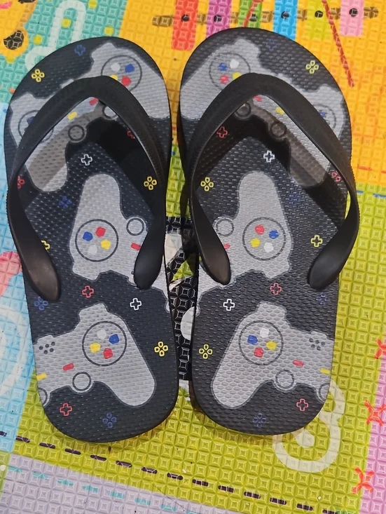 Never Worn Children's Place Sz. 3/4 Black Game Controller Flip Flops