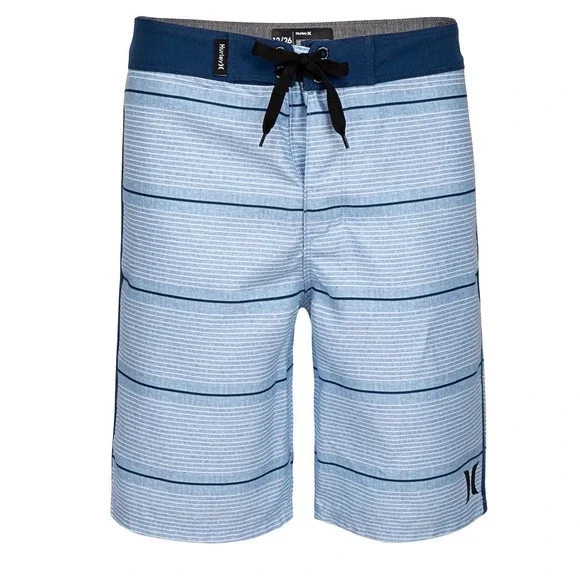 Hurley Shoreline Boys 20 Blue Stripe Board Shorts Swim Trunks Surf Beach