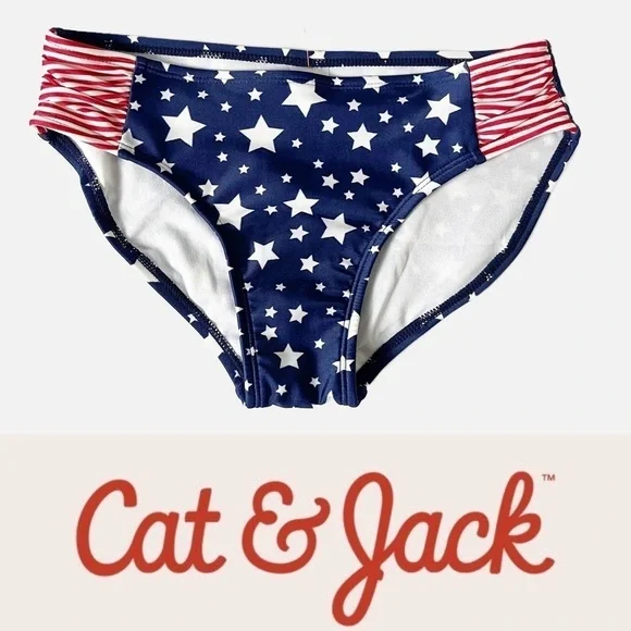 ✨NEW!✨ CAT & JACK Girl’s Stars and Stripes Bikini Bottom - Size Large (10/12)