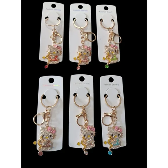 Hello Kitty Character Rhinestone Cupid Valentine's Key Chain Purse Charm Blue