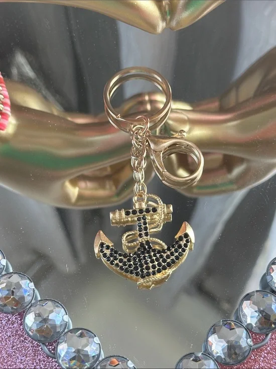 Unlisted Gold Anchor Keychain with Black Accents