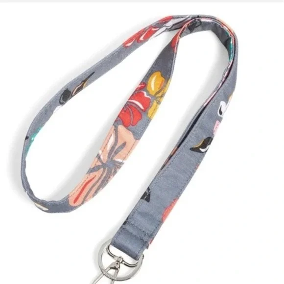 Vera Bradley Breakaway Thin Lanyard Coastal Paradise Gray Floral 15972-U57 NWT