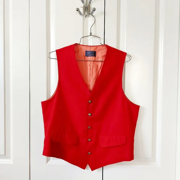 NWT 1960s Red‎ Wool Pendleton Vest size 40 Christmas Santa Claus