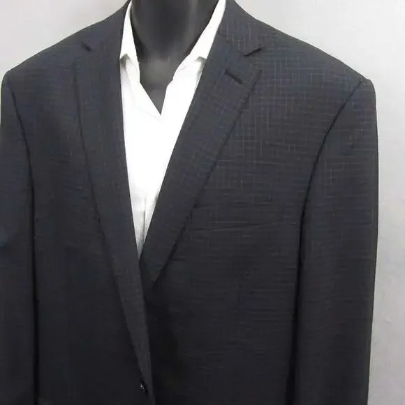 Murano Collezioni Men's 2-Piece Suit 44L Slim Fit Black Check Wool