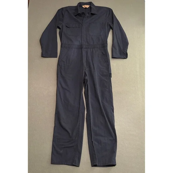 Big Mac Mens Vintage Navy Blue Long Sleeve Coveralls Workwear Jumpsuit 42 Reg
