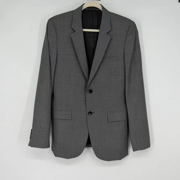 Theory Men Suit‎ Jacket Blazer 36 Regular Gray Wool Blend Business Formal