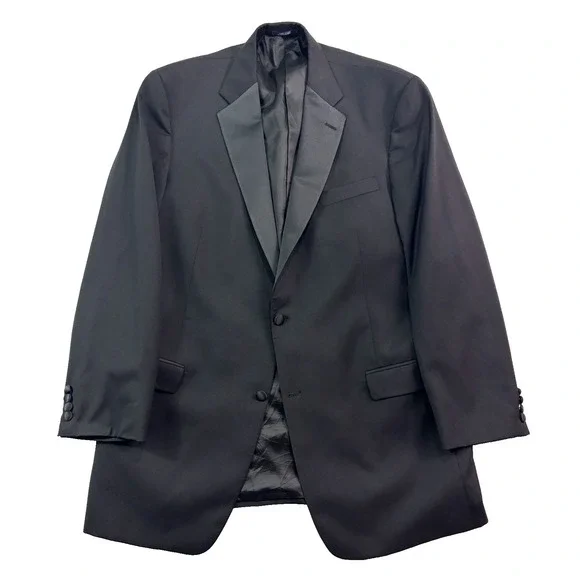 Hart Schaffner Marx 46XL 46L Black‎ Tuxedo Jacket Blazer Tux Evening Formal Wool
