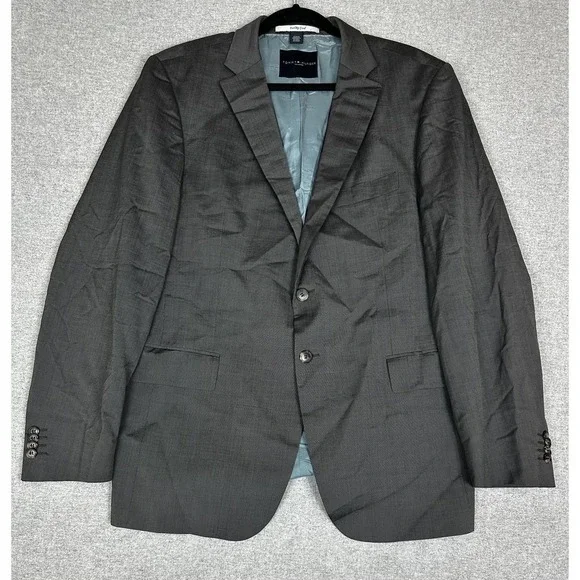 Tommy Hilfiger‎ Blazer Mens 42R Gray Wool Silk Tailored Sport Coat Jacket