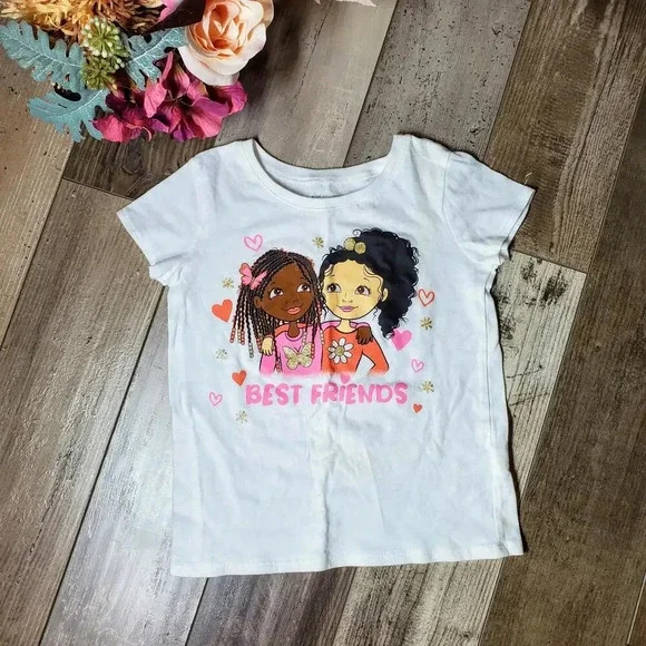 The Children's Place Girl's White Best Friends T-Shirt Size 5T