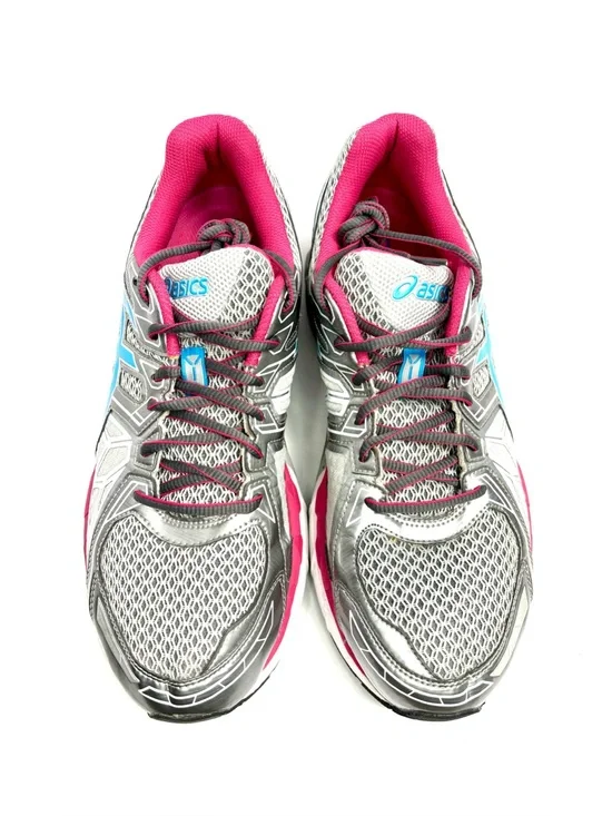 Asics Gel-Fortify Woman's SIZE 12 Running Sneakers Silver Gray Pink Blue T571N