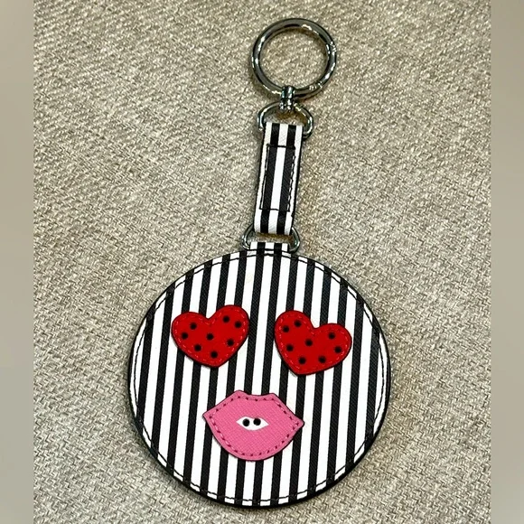 Henri Bendel Heart Smiley Face Key Fob/Bag Charm EUC