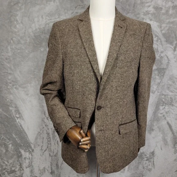 Paisley & Gray Blazer Brown Two Button Slim‎ Fit 42R Floral Bird Print Lining
