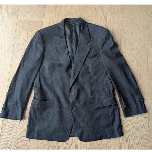 Hart Schaffner Marx Blazer Wool‎ Blend Men's Charcoal Glen Plaid Sport Coat 43R