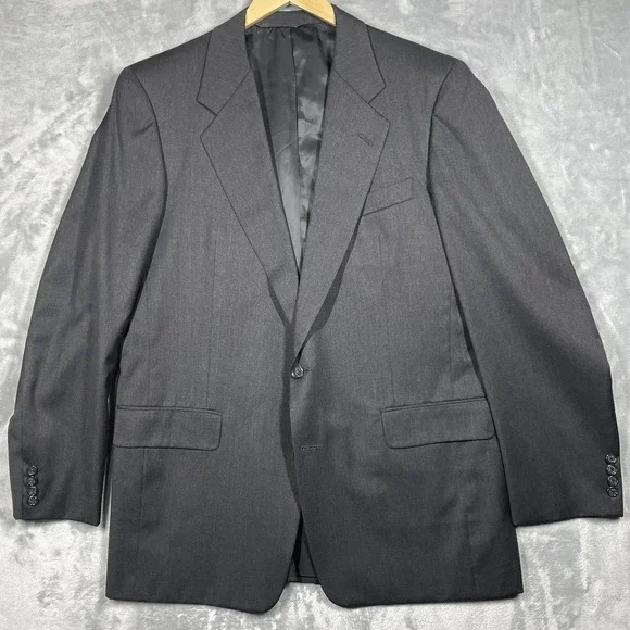 Hickey Freeman Roots Men Blazer Jacket 41R Charcoal Gray 100% Pure Wool 2 Button