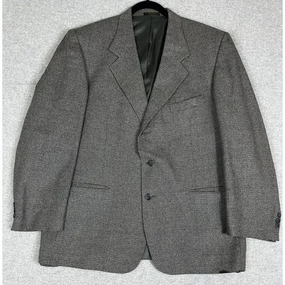 Norm Thompson Blazer Mens‎ 44R Gray Black Tweed Sport Coat Jacket Two Button