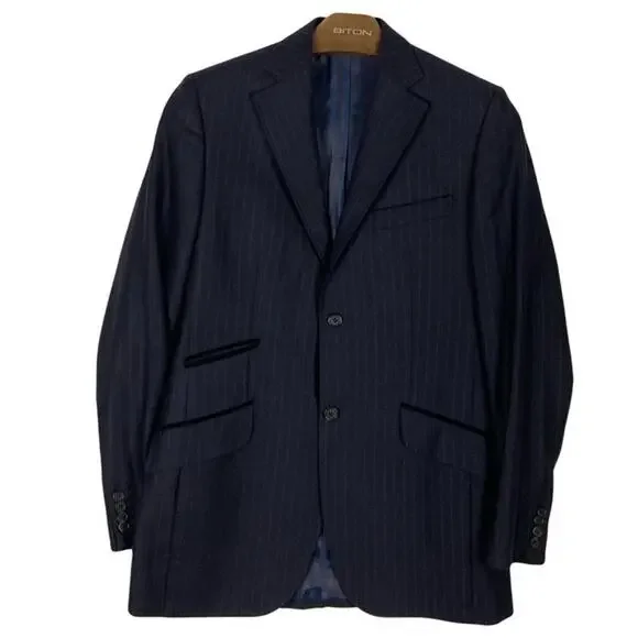 TED BAKER ENDURANCE Blazer Jacket Chest 42”inch Navy Pinstripe Wool Holes-photos