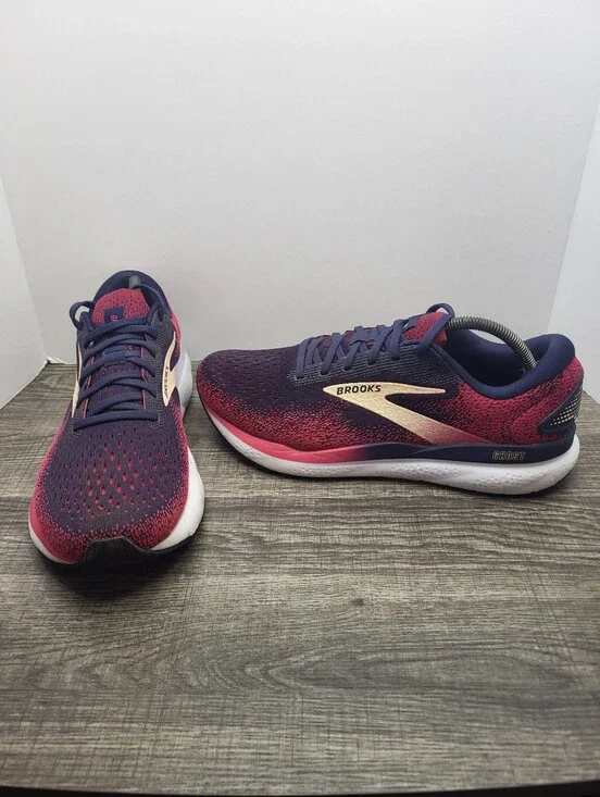 Brooks Ghost 16 Womens Size 12 Navy Blue Red Running Shoes Sneakers