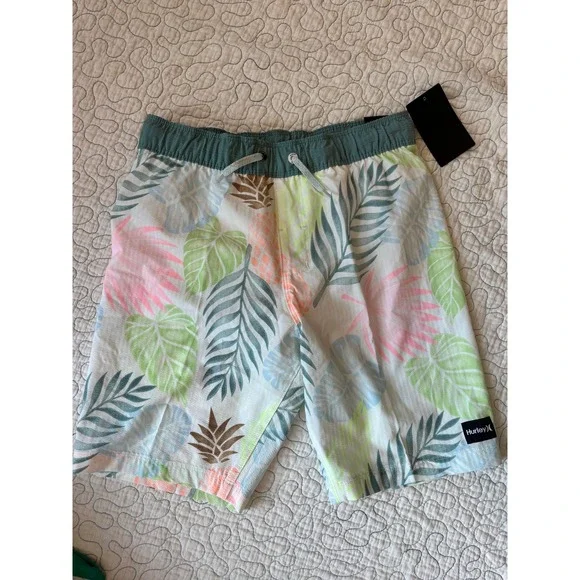 Hurley Boys Tropical Swim Trunks Neon Colors Size Medium 10-12