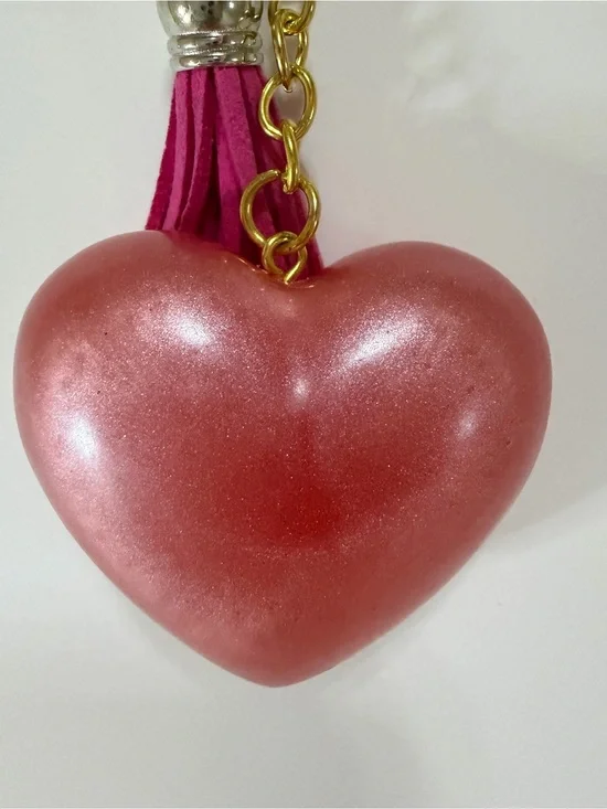 Shimmery Heart Keychain with Tassel