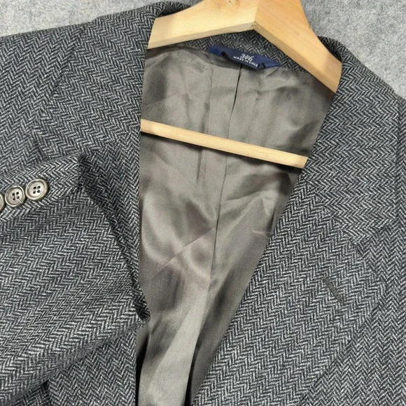 Brooks‎ Brothers Blazer Mens XL 45 Gray Herringbone Lambswool Sport Coat Jacket